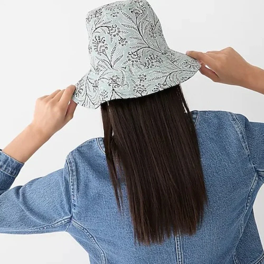 J. Crew Reversible bucket hat in Ratti golden paisley M/L